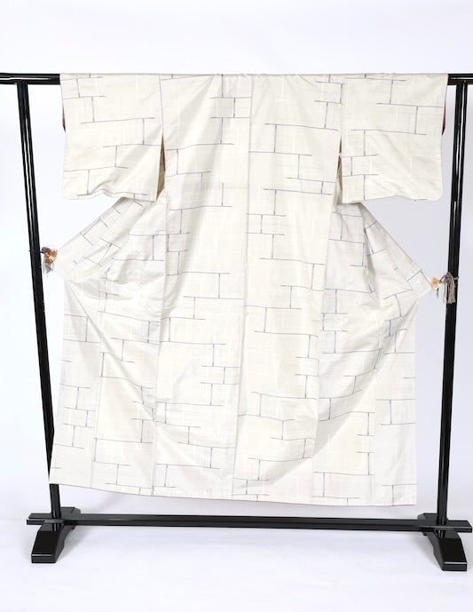 Japanese kimono used <tsumugi> Msize  silk 100% /T590