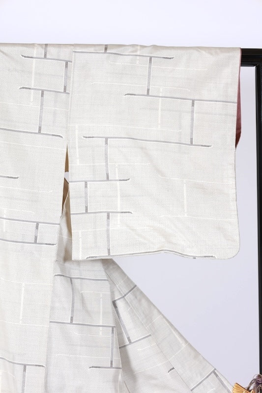 Japanese kimono used <tsumugi> Msize  silk 100% /T590