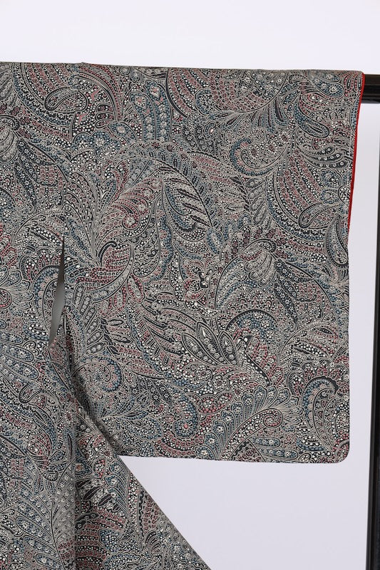 New Unused Japanese kimono  <komon> Lsize  silk 100% /T581