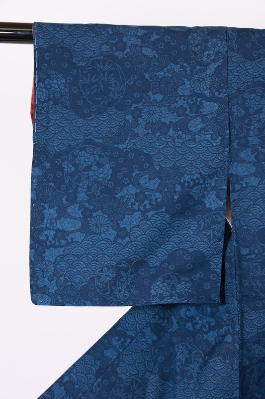 New Unused Japanese kimono  <Tsumugi> Msize  silk 100% /T570