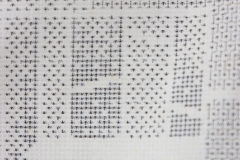 used Authentic white Oshima Tsumugi silk fabric, white and indigo, seven-mark weave, abstract pattern, J39