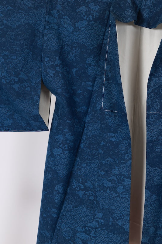New Unused Japanese kimono  <Tsumugi> Msize  silk 100% /T570