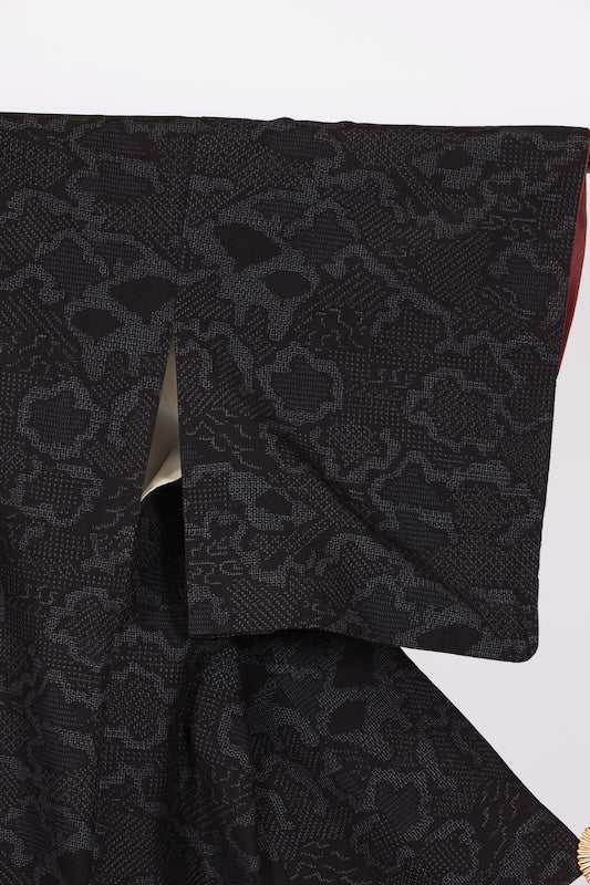 Japanese kimono used <Tsumugi> Msize  silk 100% /T569