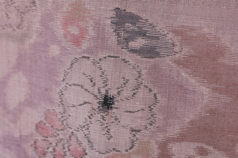 Ojiya Tsumugi used silk fabric, light purple, gray, brown, black, Tsujigahana pattern, J36
