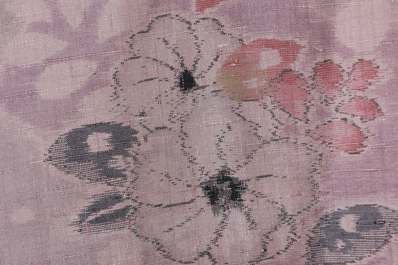 Ojiya Tsumugi used silk fabric, light purple, gray, brown, black, Tsujigahana pattern, J36