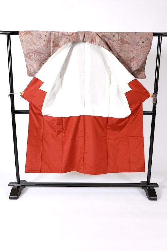 Ojiya Tsumugi used silk fabric, light purple, gray, brown, black, Tsujigahana pattern, J36