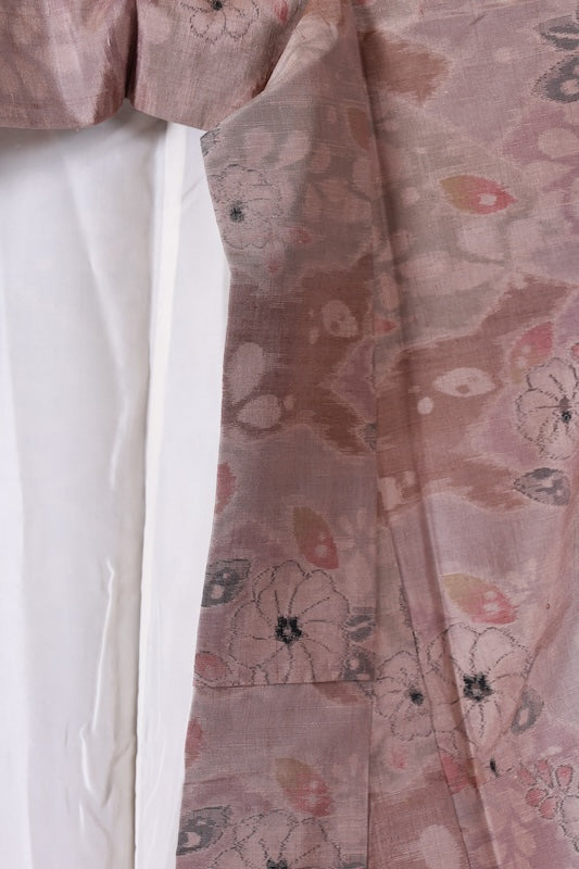 Ojiya Tsumugi used silk fabric, light purple, gray, brown, black, Tsujigahana pattern, J36