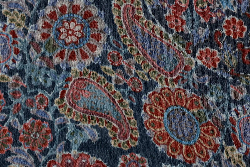Komono used (small patterned kimono fabric) in shades of indigo, brown, green, and gray, with a sarasa (chintz) pattern, hand-dyed, J32