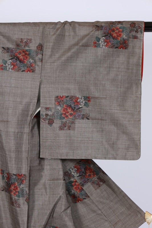 Japanese kimono Unused <Tsumugi> Msize  silk 100% /T614