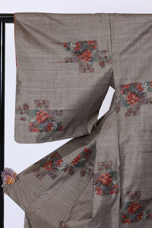 Japanese kimono Unused <Tsumugi> Msize  silk 100% /T614