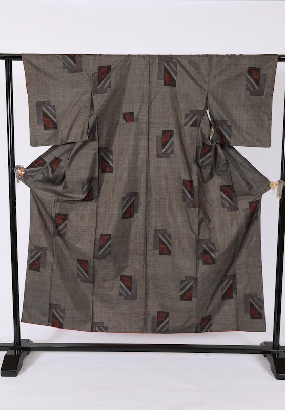 Japanese kimono used <Tsumugi> Msize  silk 100% /T668
