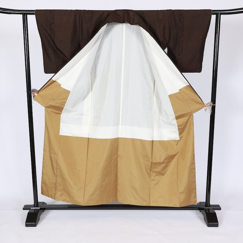 Japanese kimono used <Tsumugi> Msize  silk 100% /T661