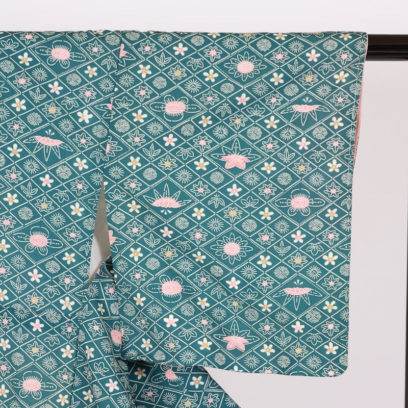 Japanese kimono Unused <Komon> Ssize   /T654