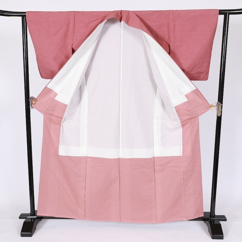 Japanese kimono used <Tsumugi> Lsize  silk 100% /T652