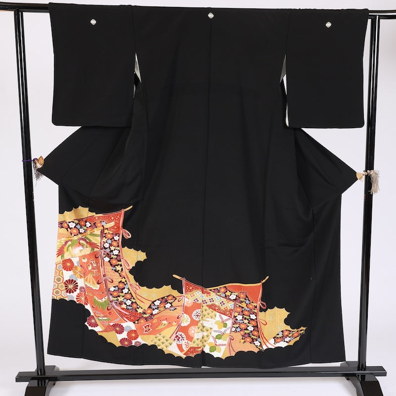 Japanese kimono  (Kurotomesode) M-size 100% silk  /G42