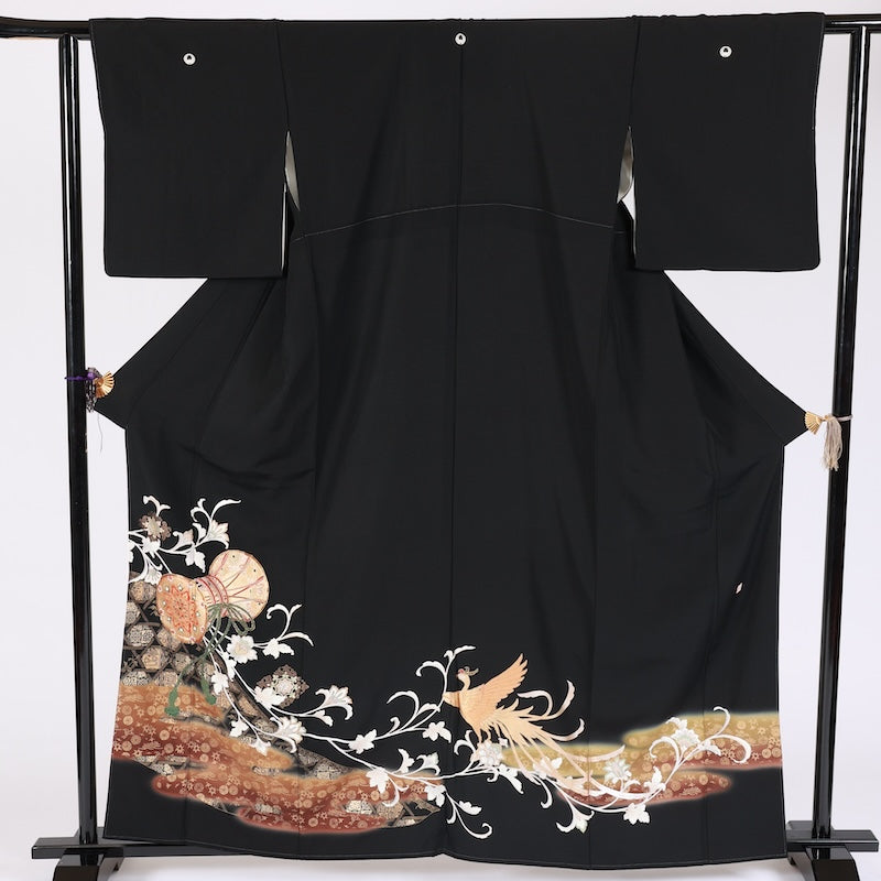 Japan kimono used 100% silk size L/G63