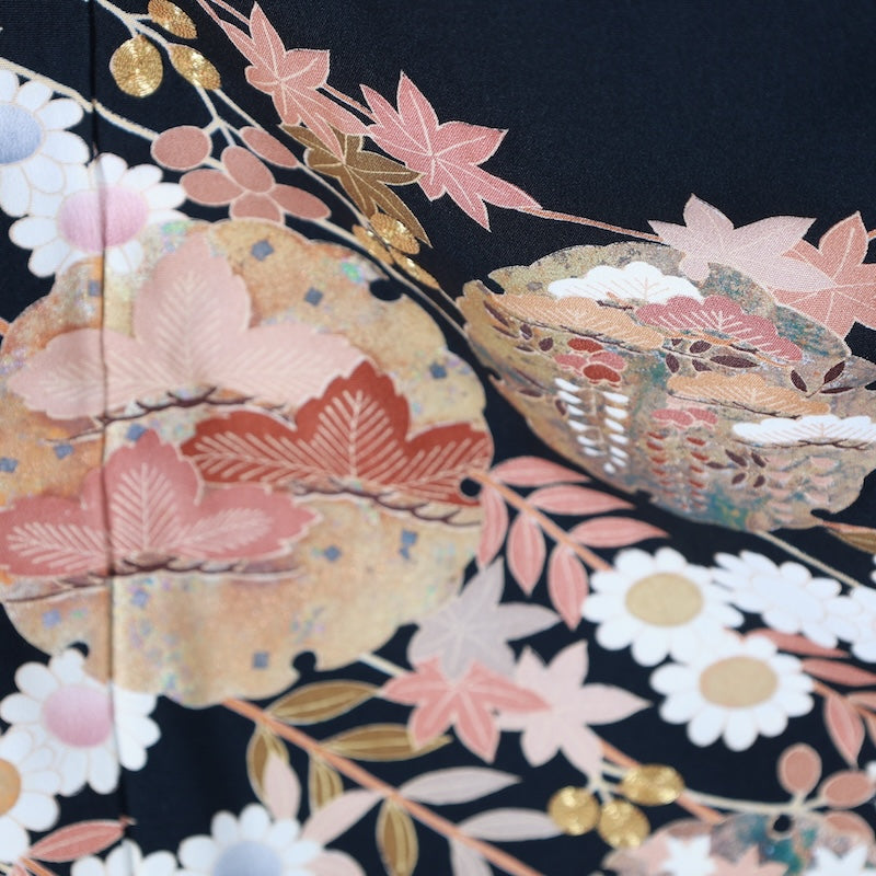 Japan kimono used 100% silk sizeM/G64