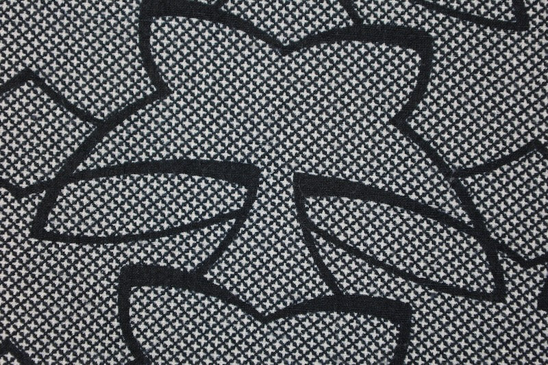Japan kimono used, black and white, abstract pattern, size L48