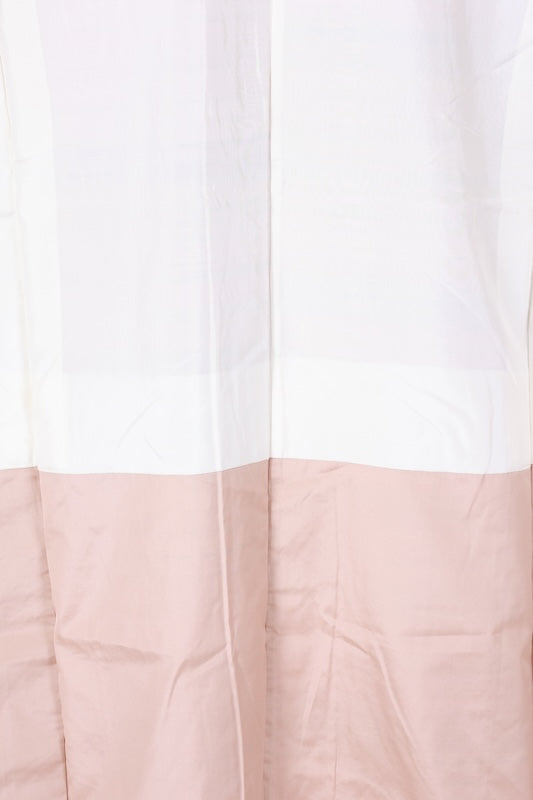 Japan kimono used Yonezawa Tsumugi  silk fabric, beige, brown, pink, indigo, horizontal stripes, geometric pattern, handwoven, naturally dyed, raw silk, L35