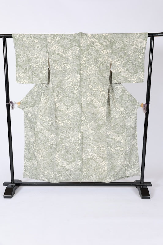 Edo Komon  (traditional Japanese patterned kimono fabric), brand new, unused, Iwai brown, off-white, sarasa (printed pattern),  L40