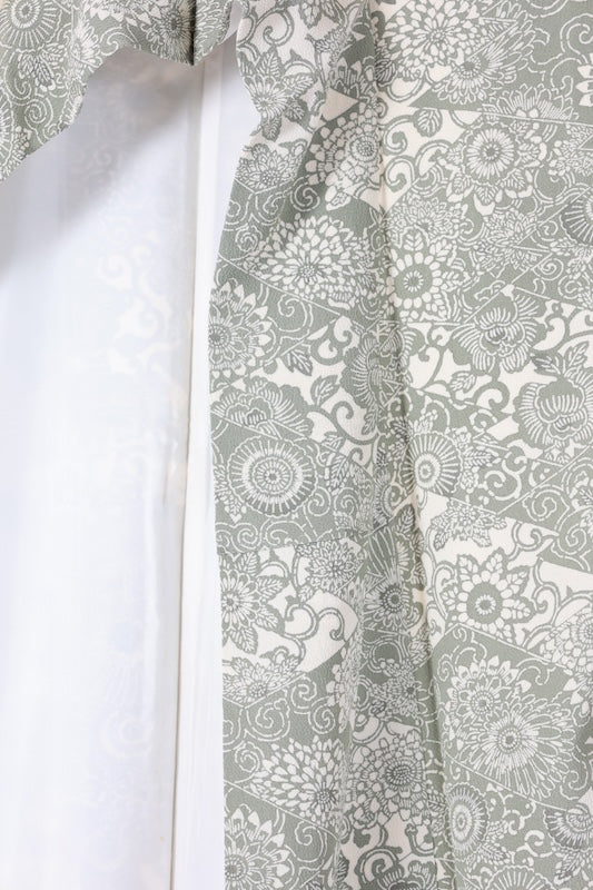Edo Komon  (traditional Japanese patterned kimono fabric), brand new, unused, Iwai brown, off-white, sarasa (printed pattern),  L40