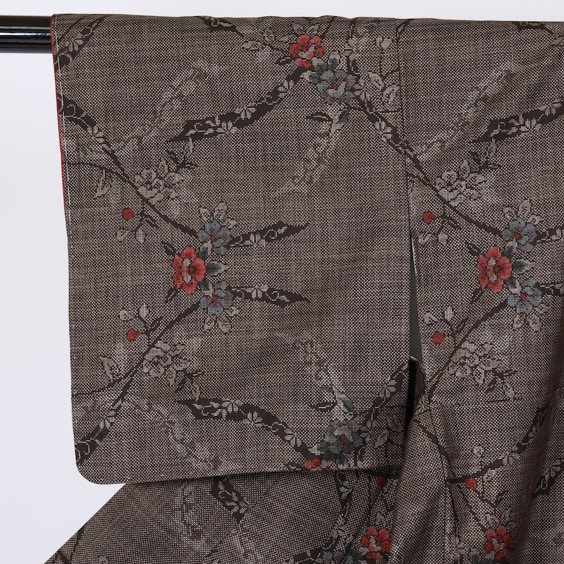 Japanese kimono Unused <Tsumugi> Msize  silk 100% /T624