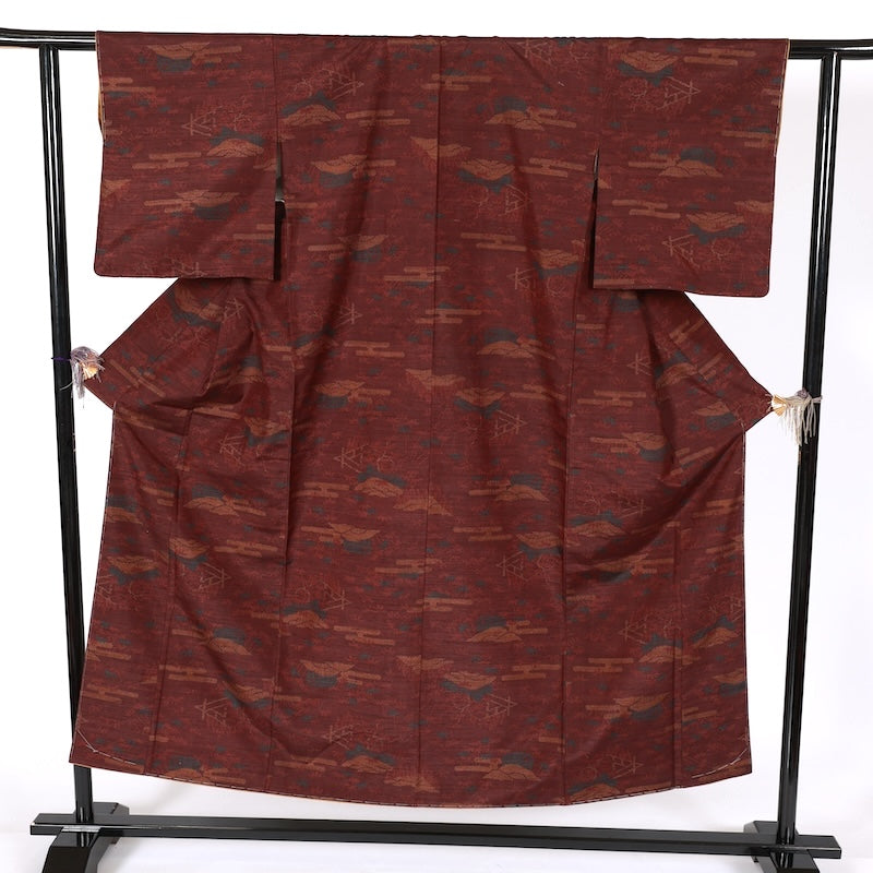 Japanese kimono Unused <Tsumugi> Msize  silk 100% /T620