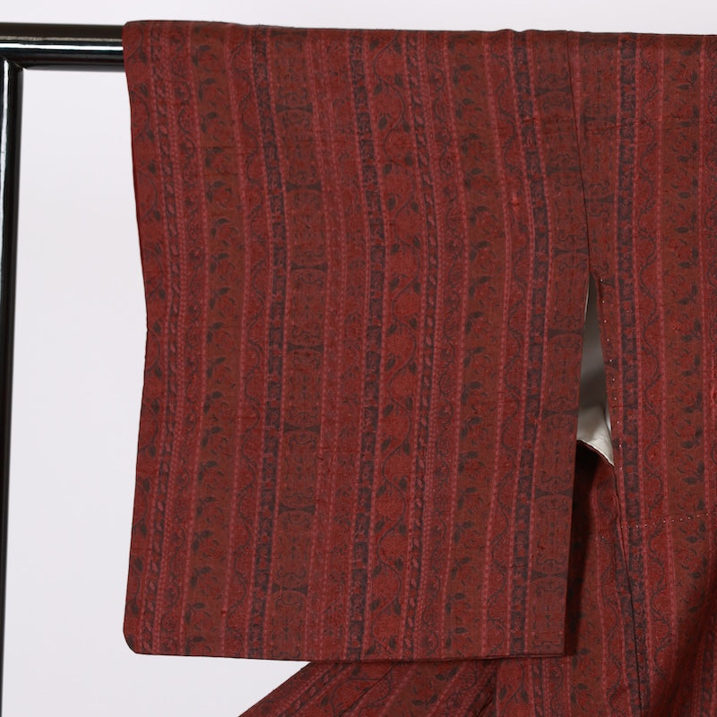 Japanese kimono used <Tsumugi> Lsize  silk 100% /T617