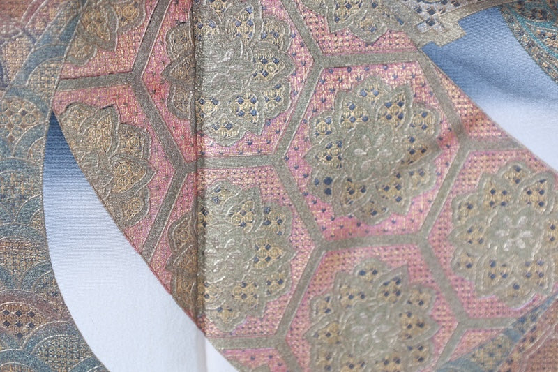 Japanese kimono used <kurotomesode> L-size  silk 100% /B1093