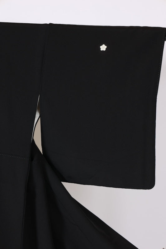 Japanese kimono used <kurotomesode> L-size  silk 100% /B1093