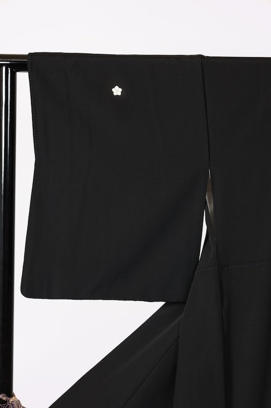 Japanese kimono used <kurotomesode> L-size  silk 100% /B1093