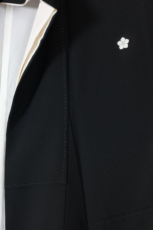 Japanese kimono used <kurotomesode> L-size  silk 100% /B1093