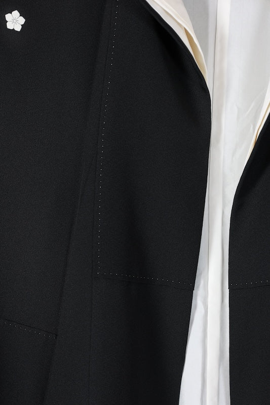 Japanese kimono used <kurotomesode> L-size  silk 100% /B1093