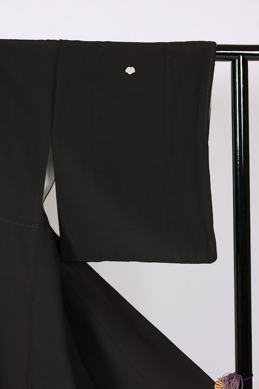 Japanese kimono used <Kurotomesode> L-size  silk 100% /B1090