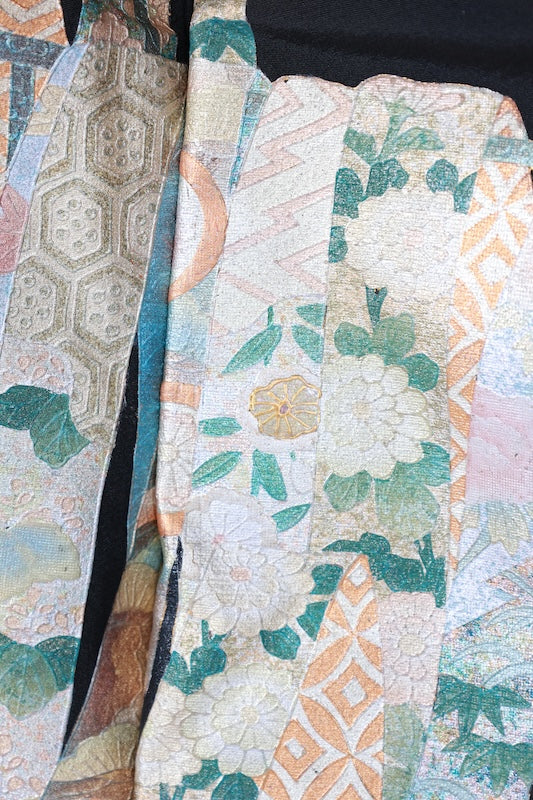 Japanese kimono used <Kurotomesode> L-size  silk 100% /B1090