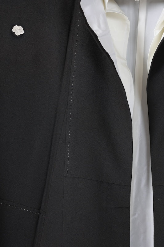 Japanese kimono used <Kurotomesode> L-size  silk 100% /B1090