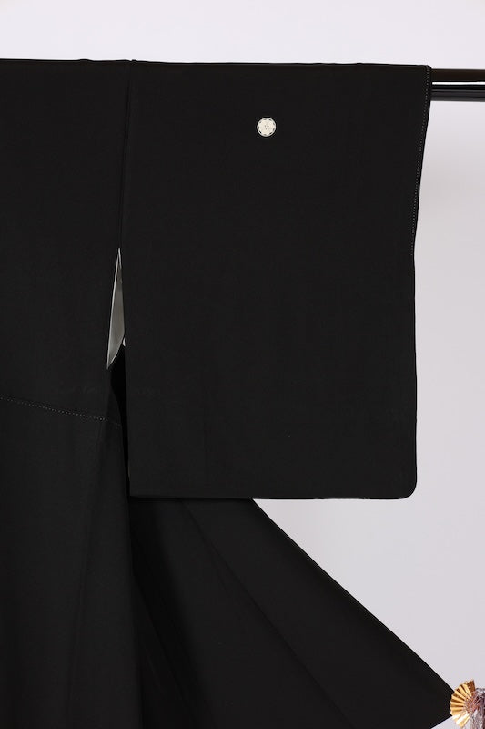 Japanese kimono used <Kurotomesode> L-size  silk 100% /B1091