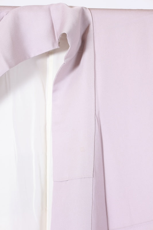 Japanese formal kimono used (Irotomesode) with one crest and nine stars, light purple, green, brown, purple, gold, floral and landscape design, Kyo-Yuzen dyeing, B73