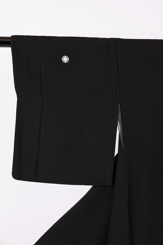 Japanese kimono used <kurotomesode> L-size  silk 100% /B1092