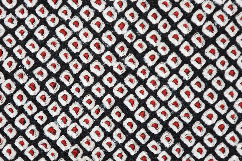 Komon  (small patterned kimono), brand new, unused, Hikita Shibori (tie-dyeing) pattern, black, reddish-brown, white, size L71