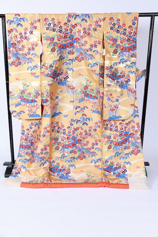 Japanese kimono used <Irouchikake> L-size  silk 100% /B1072