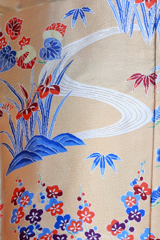 Japanese kimono used <Irouchikake> L-size  silk 100% /B1072