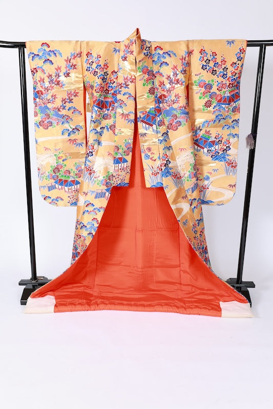 Japanese kimono used <Irouchikake> L-size  silk 100% /B1072