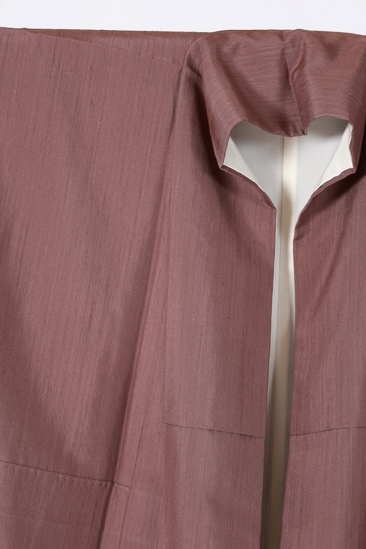 New, unused formal kimono (Houmongi), Tsumugi silk, shades of brown, green, purple, reddish-brown, embroidered tie-dye, hat tie-dye, floral pattern, L68