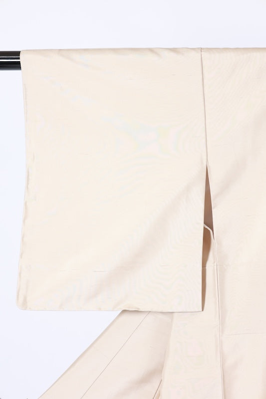 Authentic Kaga Yuzen Tsukesage  (formal kimono), brand new, unused, with certificate of authenticity, Hakusan Tsumugi silk, light green, shades of indigo and purple, green, ochre, reed bird design, Kyoko Kondo, L70
