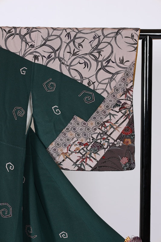 Japanese kimono used <houmongi> M-size  silk 100% /B1105