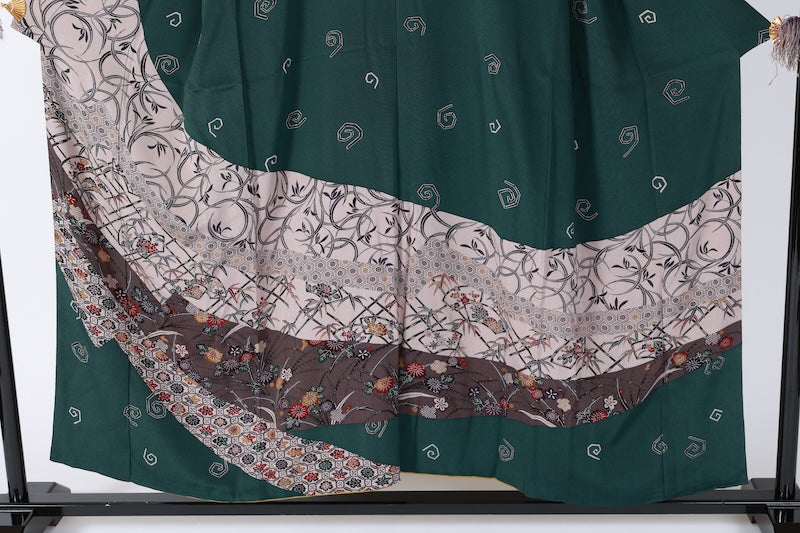 Japanese kimono used <houmongi> M-size  silk 100% /B1105