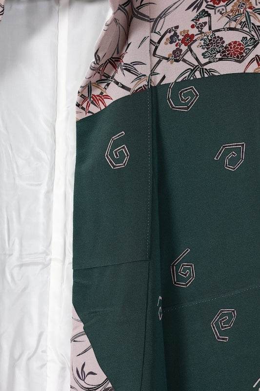 Japanese kimono used <houmongi> M-size  silk 100% /B1105