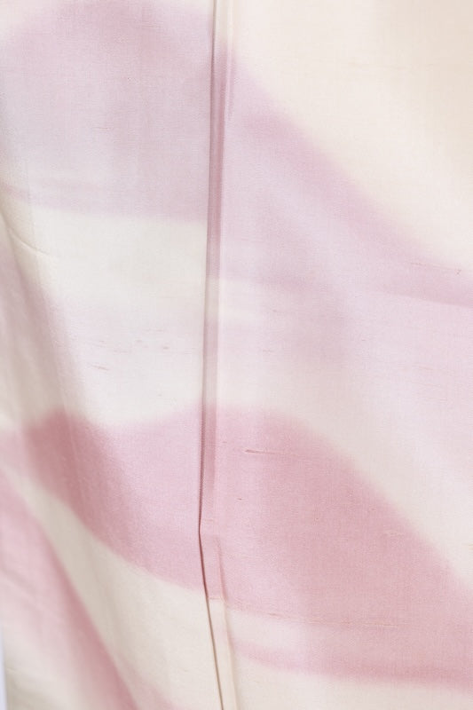 Visiting kimono used, Hakusan Tsumugi silk, beige, shades of purple, gray, distant mountain design, hand-painted, L76