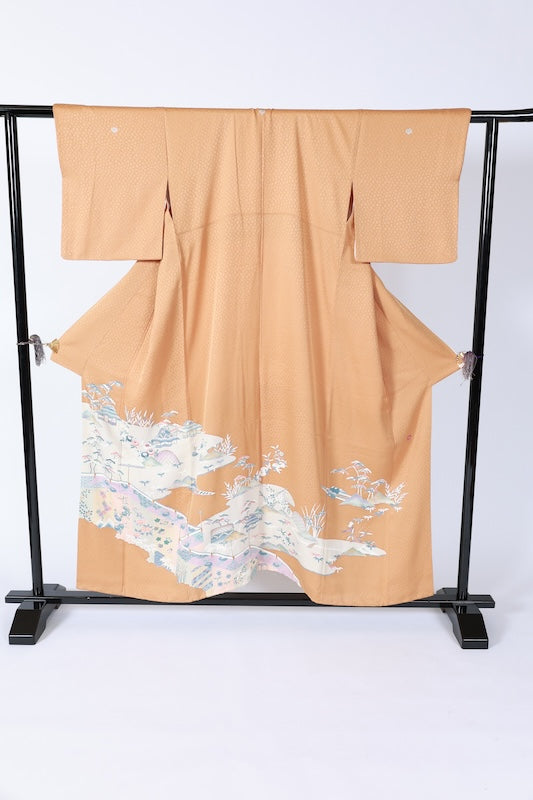 Japanese kimono used <Irotomesode> Msize  silk 100% /B1110